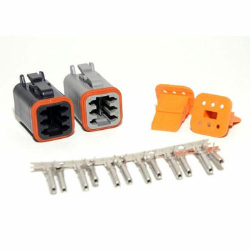 Deutsch DT 6-Pin Black & Gray Female Connector Kit 14-16AWG Open Barrel Sockets