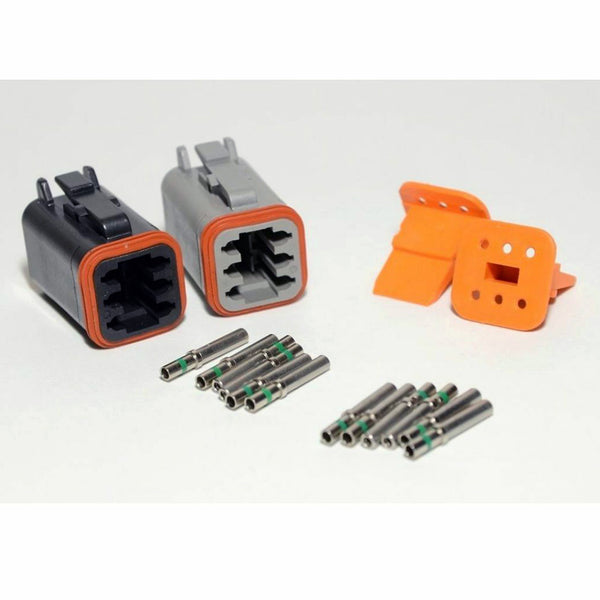 Deutsch DT 6-Pin Black & Gray Connector Kit, 14-16AWG Closed Barrel Sockets