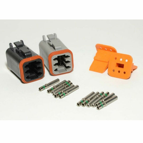 Deutsch DT 6-Pin Black & Gray Female Connector Kit, 14-16AWG Closed Barrel Pins