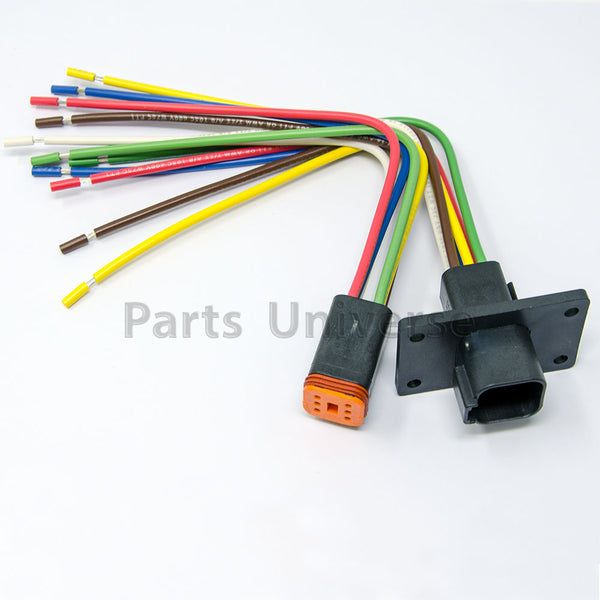 Deutsch DT 6-Pin Black Flange Pigtail Kit, 16AWG Boat Wire (ABYC, NMMA, USCG Certified Wires, 100% Made in USA)