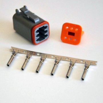 Deutsch DT 6-Pin Female Connector Kit, 14-16AWG Open Barrel Sockets