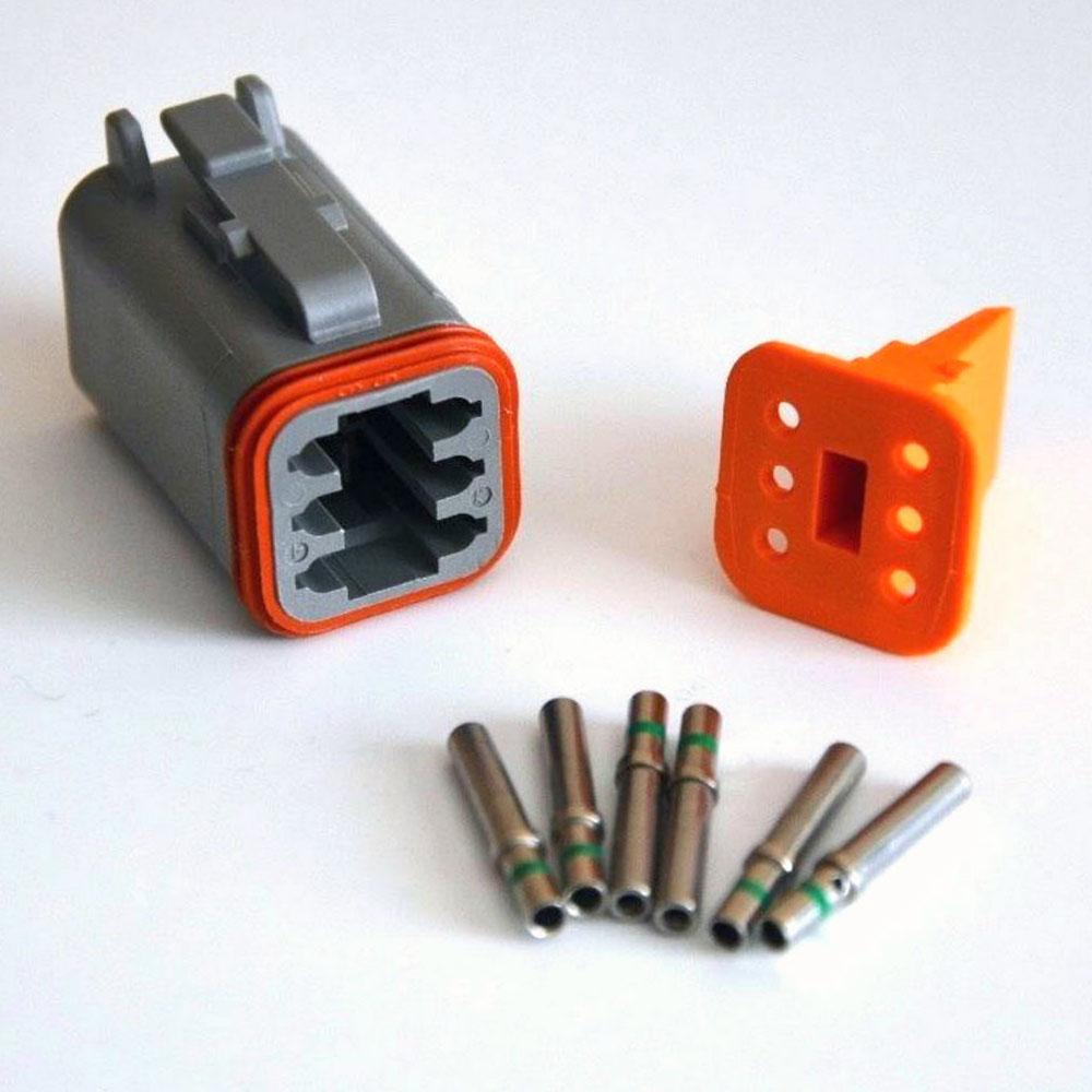 Deutsch DT 6-Pin Female Connector Kit, 14-16AWG Closed Barrel Sockets