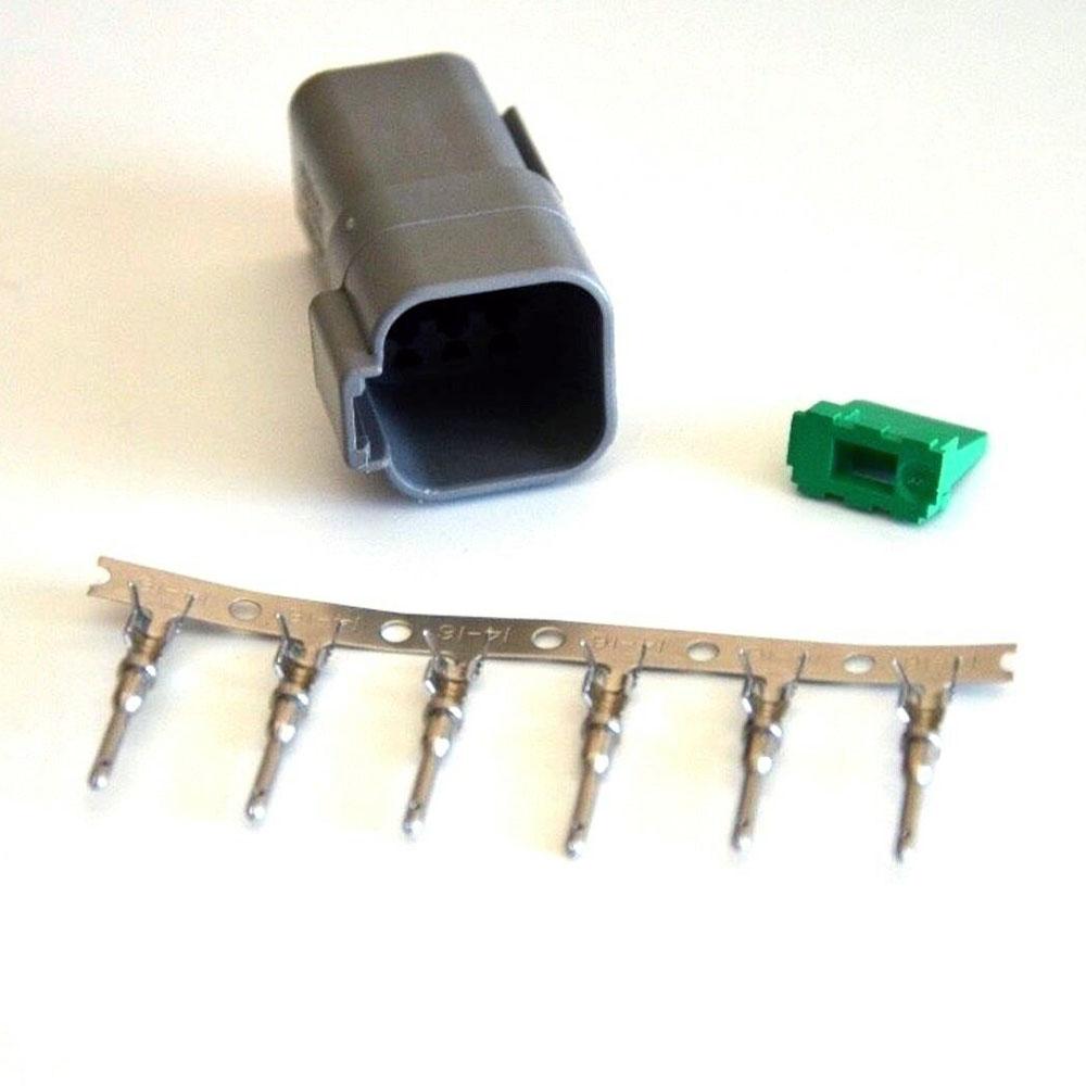 Deutsch DT 6-Pin Male Connector Kit, 14-16AWG Open Barrel Pins