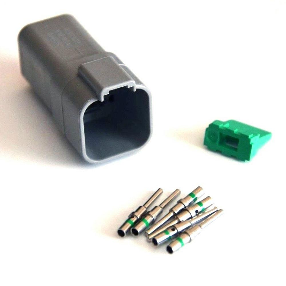 Deutsch DT 6-Pin Male Connector Kit, 14-16AWG Closed Barrel Pins