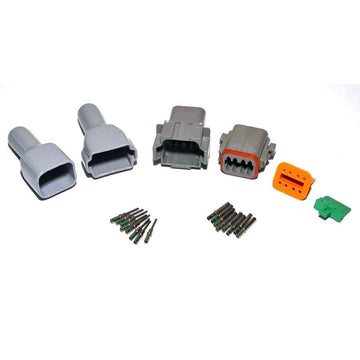 Deutsch DT 8-Pin Connector Kit, 14-16AWG Closed Barrel Contacts & Gray Boots