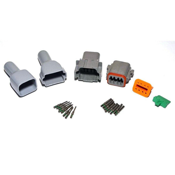 Deutsch DT 8-Pin Connector Kit, 14-16AWG Closed Barrel Contacts & Gray Boots