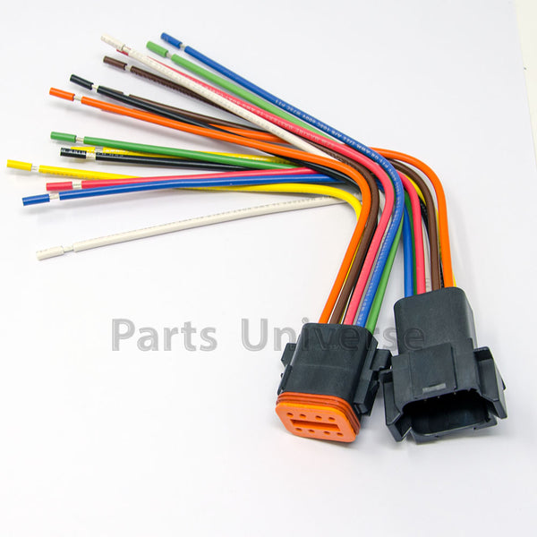 Deutsch DT 8-Pin Black Pigtail Kit, 16AWG Boat Wires (ABYC, NMMA, USCG Certified Wires, 100% Made in USA)