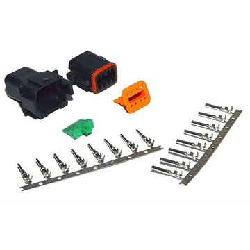 Deutsch DT 8-Pin Black Connector Kit 14-16AWG Open Barrel Contacts