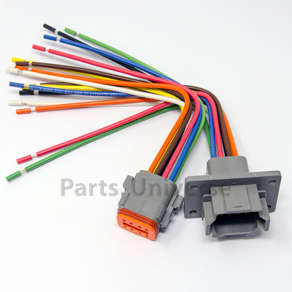 Deutsch DT 8-Pin Flange Pigtail Kit, 16AWG Boat Wires (ABYC, NMMA, USCG Certified Wires, 100% Made in USA)