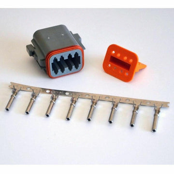 Deutsch DT 8-Pin Female Connector Kit, 14-16 AWG Open Barrel Sockets