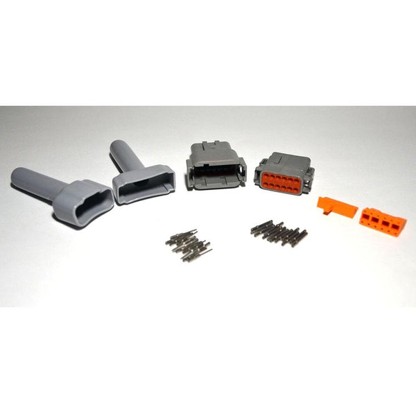 Deutsch DTM 12-Pin Connector Kit, 20-22AWG Closed Barrel Contacts & Gray Boots