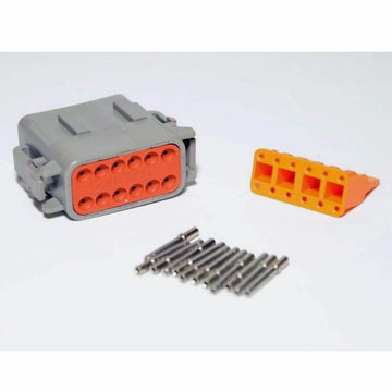 Deutsch DTM 12-Pin Female Connector Kit, 20-22AWG Closed Barrel Sockets