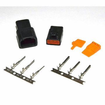 Deutsch DTM 3-Pin Black Connector Kit ,20-22AWG Open Barrel Contacts