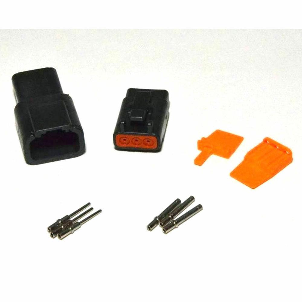 Deutsch DTM 3-Pin Black Connector Kit, 20-22AWG Closed Barrel Contacts