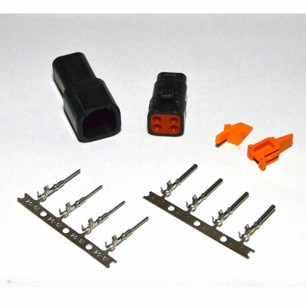 Deutsch DTM 4-Pin Black Connector Kit, 20-22AWG Open Barrel Contacts