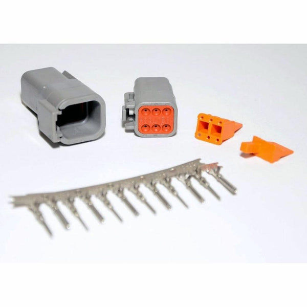 Deutsch DTM 6-Pin Connector Kit, 20AWG Open Barrel Contacts