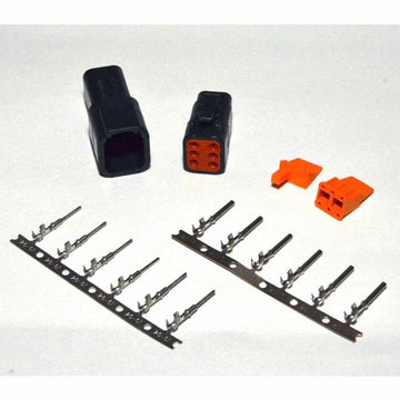 Deutsch DTM Black 6-Pin Connector Kit, 20-22AWG Open Barrel Contacts