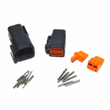 Deutsch DTM 6-Pin Black Connector Kit, 20-22AWG Closed Barrel Contacts