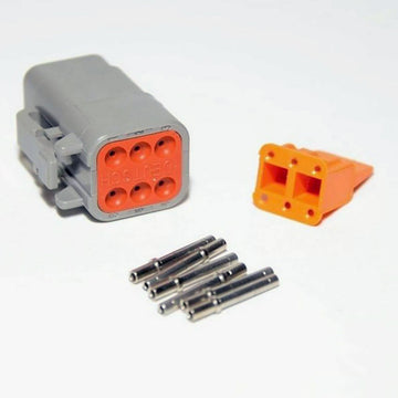 Deutsch DTM 6-Pin Female Connector Kit, 20-22AWG Closed Barrel Sockets