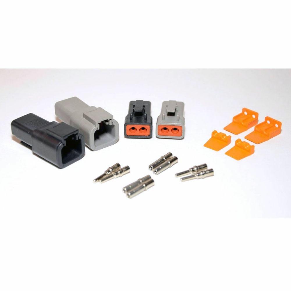 Deutsch DTP 2-Pin Black & Gray Connector Kit, 12-14AWG Closed Barrel Contacts