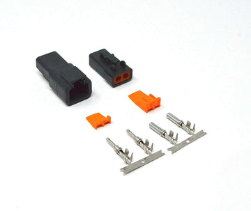 Deutsch DTP 2-Pin Black Connector Kit, 10-12AWG Open Barrel Contacts