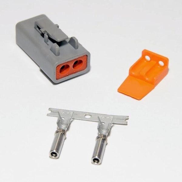 Deutsch DTP 2-Pin Female Connector Kit, 12-14AWG Open Barrel Sockets