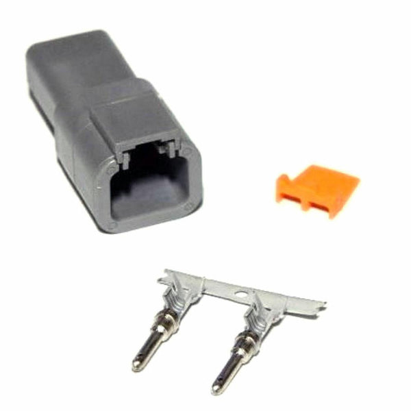 Deutsch DTP 2-Pin Male Connector Kit, 12-14AWG Open Barrel Pins