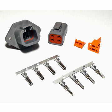 Deutsch DTP 4-Pin Flange Connector Kit, 10-12AWG Open Barrel Contacts