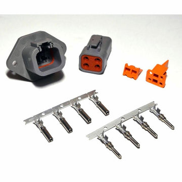 Deutsch DTP 4-Pin Flange Connector Kit, 12-14 AWG Open Barrel Contacts