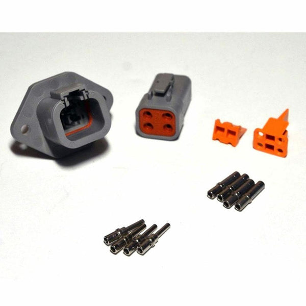 Deutsch DTP 4-Pin Flange Connector Kit, 12-14AWG Closed Barrel Contacts