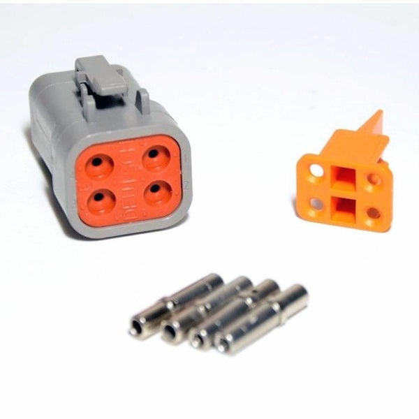 Deutsch DTP 4-Pin Female Connector Kit, 12-14AWG Closed Barrel Sockets