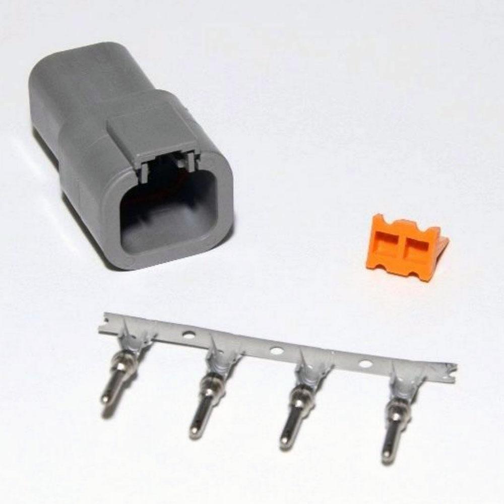 Deutsch DTP 4-Pin Male Connector Kit, 12-14AWG Open Barrel Pins