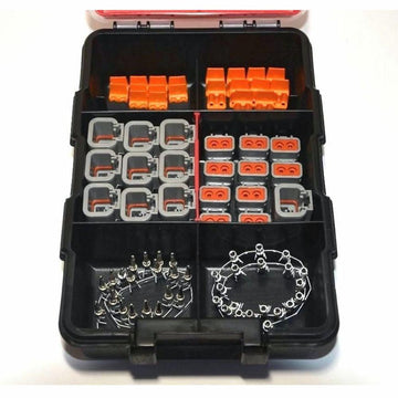 DEUTSCH 80 PCS DTP 2-PIN Connector Kit, 12-14AWG Open Barrel Contacts