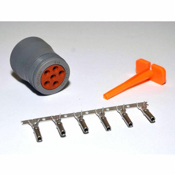 Deutsch HD10 6-Pin Female Connector Kit & Tool, 12-14AWG Open Barrel Sockets