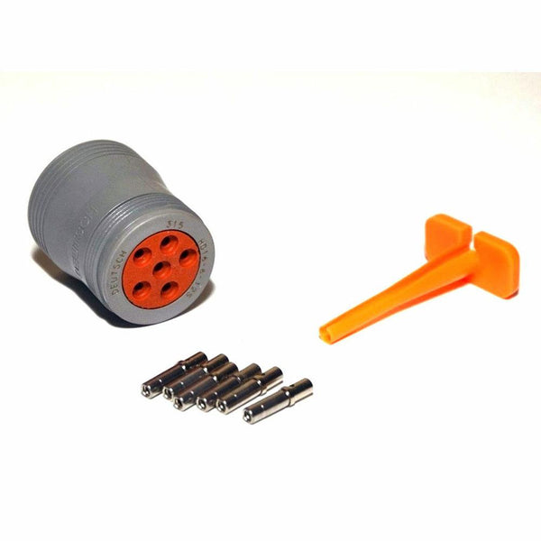 Deutsch HD10 6-Pin Female Connector Kit & Tool, 12-14AWG Closed Barrel Sockets