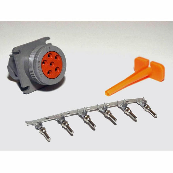 Deutsch HD10-6-12P 6-Pin Male Connector Kit & Tool, 12-14AWG Open Barrel Pins
