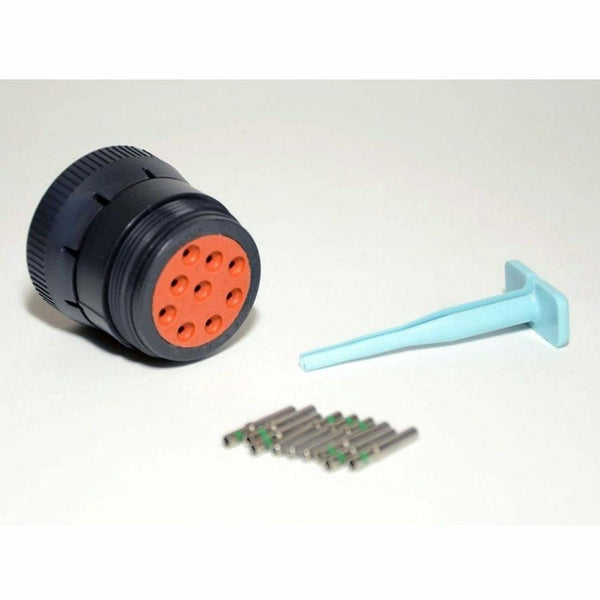 Deutsch HD10 9-Pin J1939 Black Female Connector Kit, 14-16AWG Closed Barrel Sockets