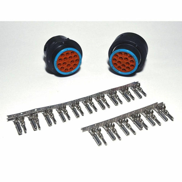 Deutsch HDP20 16-Pin Bulkhead Connector kit, 10-12AWG Open Barrel Contacts (No ring)