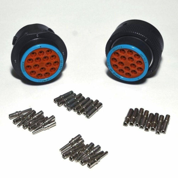 Deutsch HDP20 16-Pin Bulkhead Connector kit, 12-14AWG Closed Barrel Contacts (No Ring)