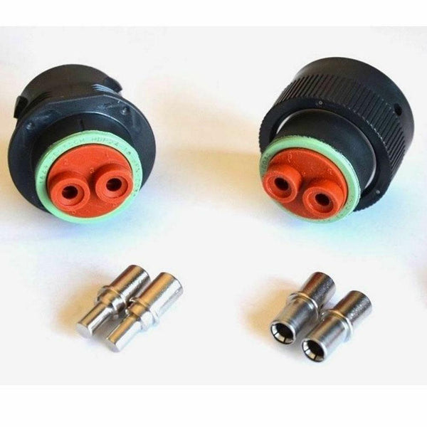 Deutsch HDP20 2-Pin Bulkhead Connector Kit, 4AWG Closed Barrel Contacts (NO RING)