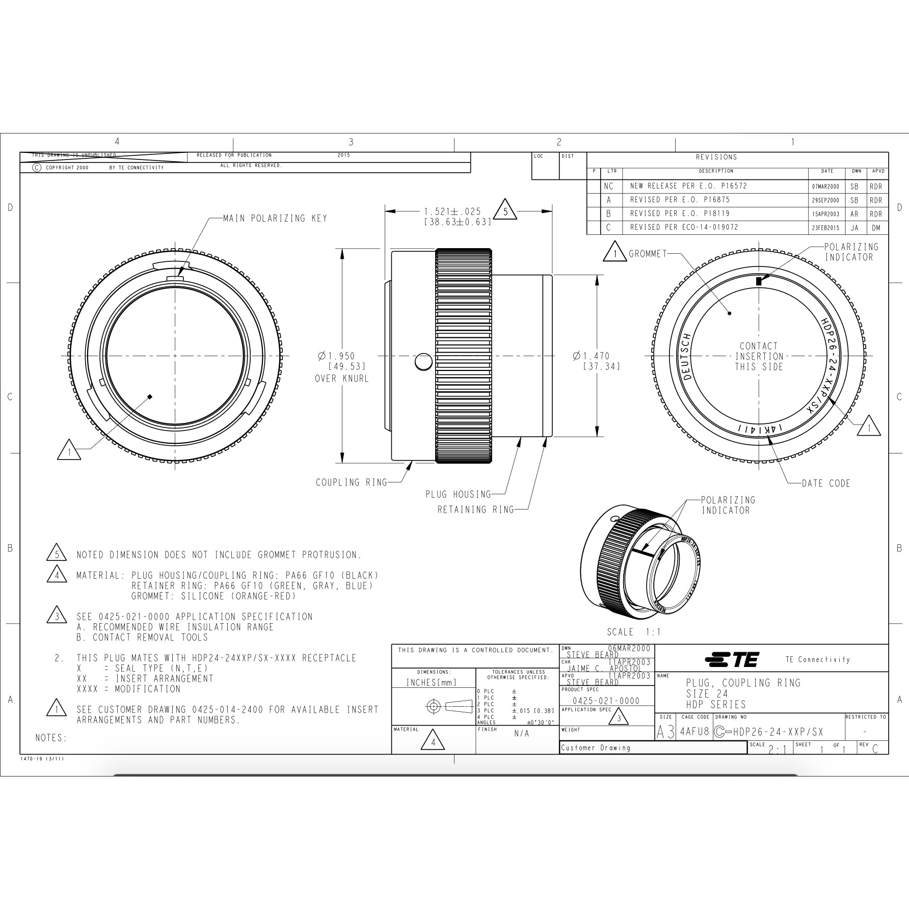 DEUTSCH HDP26-24-47SE HDP20 47-Pin Female Connector